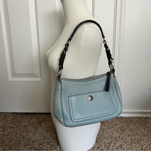 Coach Vintage y2k Chelsea 8E99 Powder Blue leather bag brown strap - Picture 2 of 15